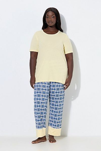 Ulla Popken Pyjama Pyjama 3er-Set grafisches Muster Rundhals Halbarm günstig online kaufen