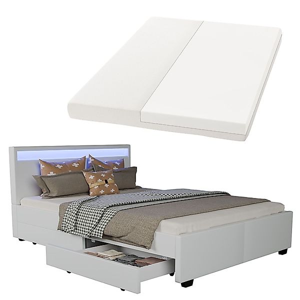 Juskys Polsterbett Lyon mit Matratze, 140x200 günstig online kaufen