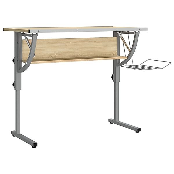 vidaXL Basteltisch Sonoma Eiche & Grau 110 x 53 x 58-87 cm Holzwerkstoff 34 günstig online kaufen
