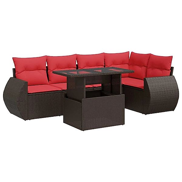 vidaXL 6-Tlg Garten-Sofagarnitur mit Kissen Braun Poly Rattan Akazie 332664 günstig online kaufen