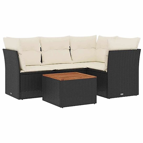 vidaXL 5-Tlg Garten-Sofagarnitur mit Kissen Schwarz Poly Rattan 3255951 günstig online kaufen