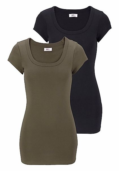 Flashlights T-Shirt (2er-Pack) figurbetonter Schnitt, unifarben, Rundhalsau günstig online kaufen