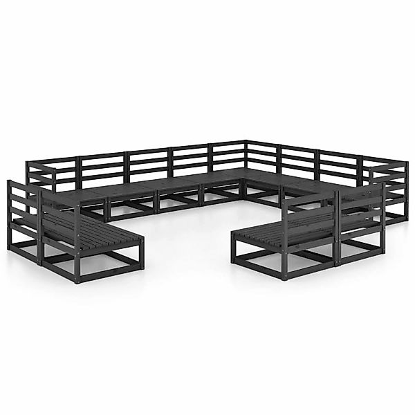 vidaXL 12-tlg Garten-Lounge-Set Schwarz Massivholz Kiefer Modell 1 günstig online kaufen