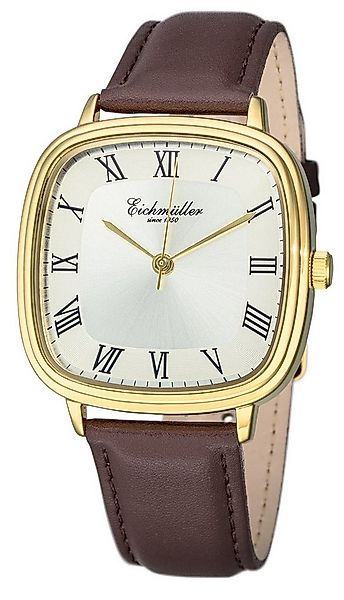 Eichmüller Quarzuhr Klassische Herrenuhr RE1146 Goldfarben Braun 39 mm günstig online kaufen