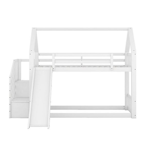 OKWISH Bett Etagenbett, Kinderbett, Hausbett (mit Stauraumtreppe und Rutsch günstig online kaufen