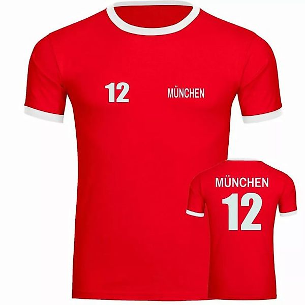 multifanshop T-Shirt Kontrast München rot - Trikot 12 - Männer günstig online kaufen