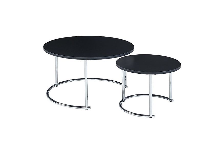 en.casa Couchtisch (Set, 2-St), »Christchurch« rund Metallgestell Schwarz/C günstig online kaufen