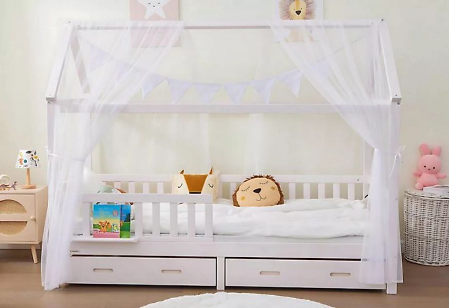 Alavya Home® Hausbett CLOUD I KOMPLETT SET mit 2 Schubkästen (Kinderbett 90 günstig online kaufen