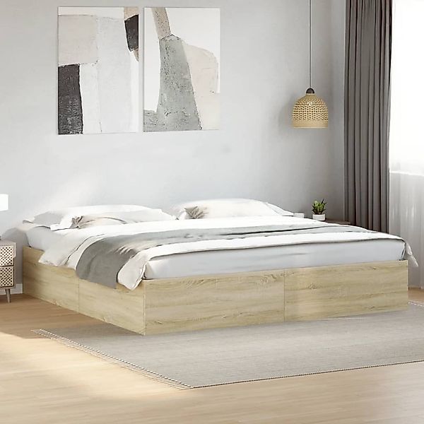 furnicato Bettgestell Sonoma-Eiche 200x200 cm Holzwerkstoff günstig online kaufen