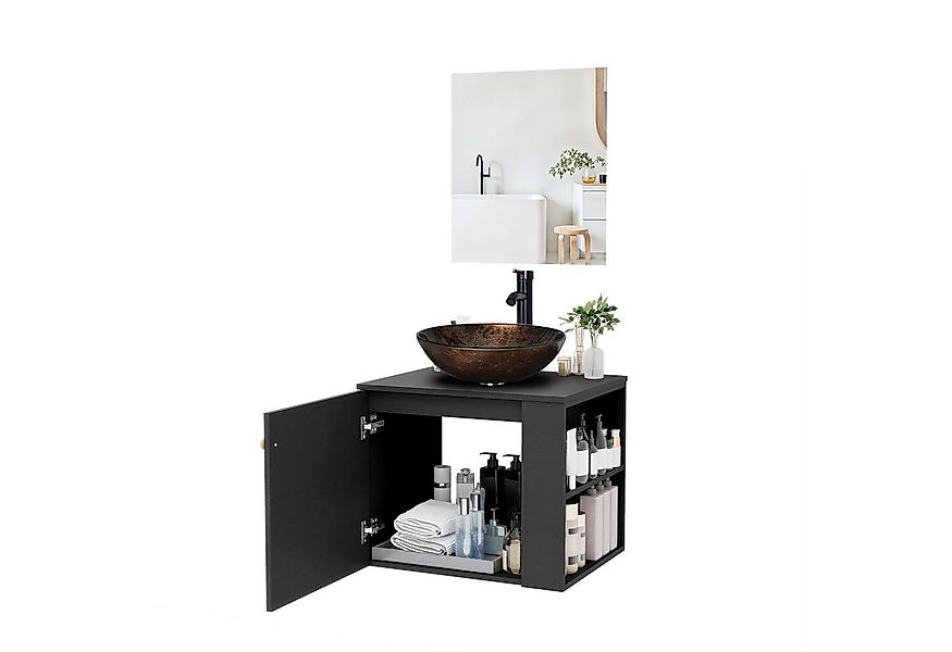 Puluomis Badezimmer-Set Badezimmerschrank mit Spiegel Waschbeckenunterschra günstig online kaufen