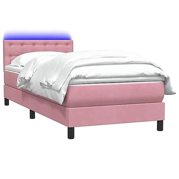 vidaXL Boxspringbett mit Matratze & LED Rosa 90x210 cm Samt 3317252 günstig online kaufen
