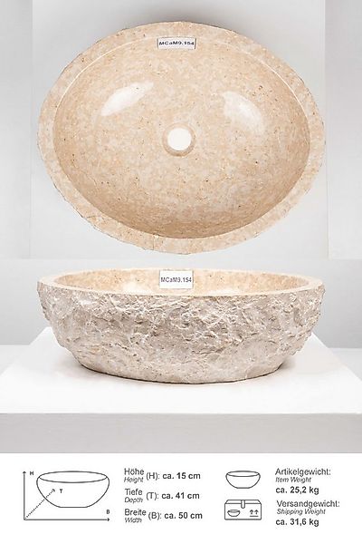 wohnfreuden Aufsatzwaschbecken Erosi Marmor Waschbecken 50 cm creme (Kein S günstig online kaufen