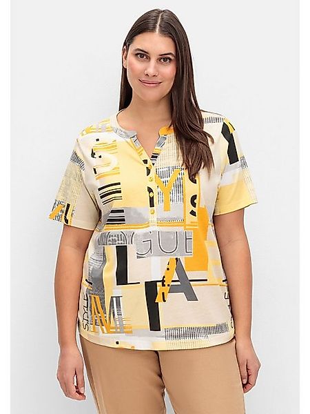 Sheego T-Shirt Große Größen mit Grafikprint und Knopfleiste günstig online kaufen
