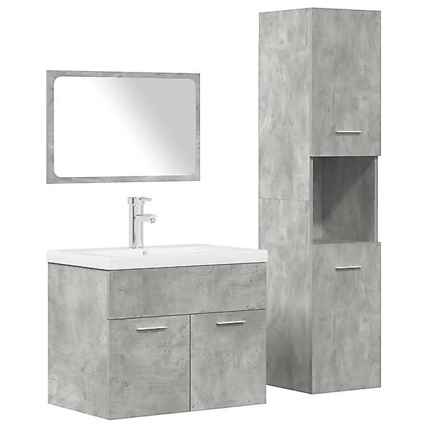 vidaXL 4-Tlg Badmöbel-Set Betongrau Holzwerkstoff 3324899 günstig online kaufen