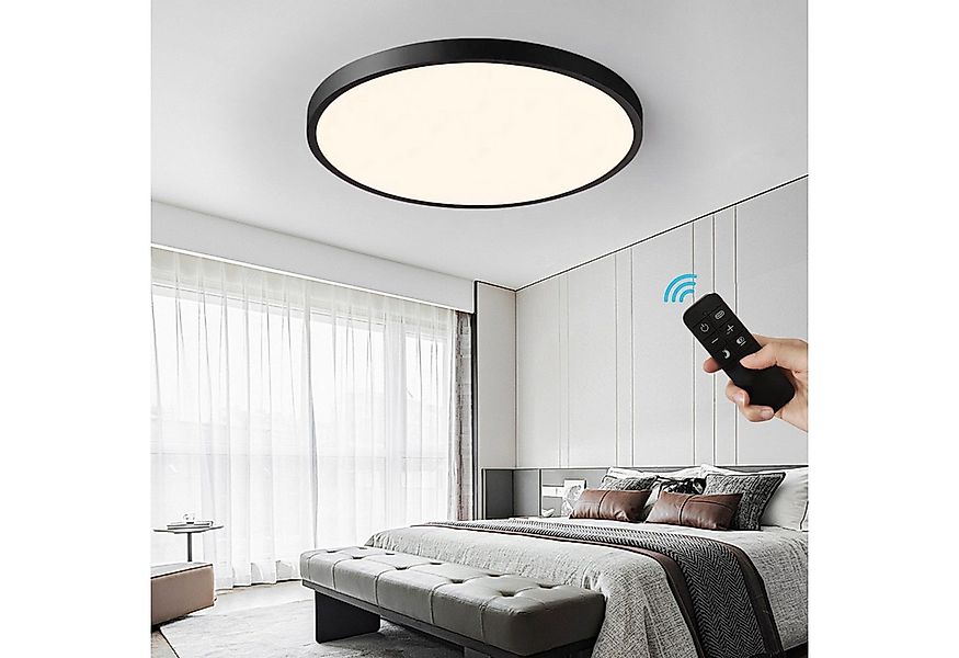 JDONG LED Deckenleuchte Flach Dimmbar mit Fernbedienung 40/50/60cm Schwarz/ günstig online kaufen