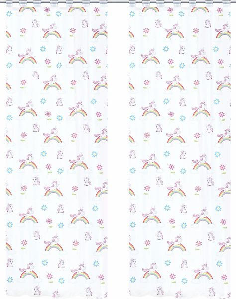 HOME WOHNIDEEN Vorhang "EINHORN" Schlaufen 2 Stk. tlg. 2er Pack Schlaufensc günstig online kaufen