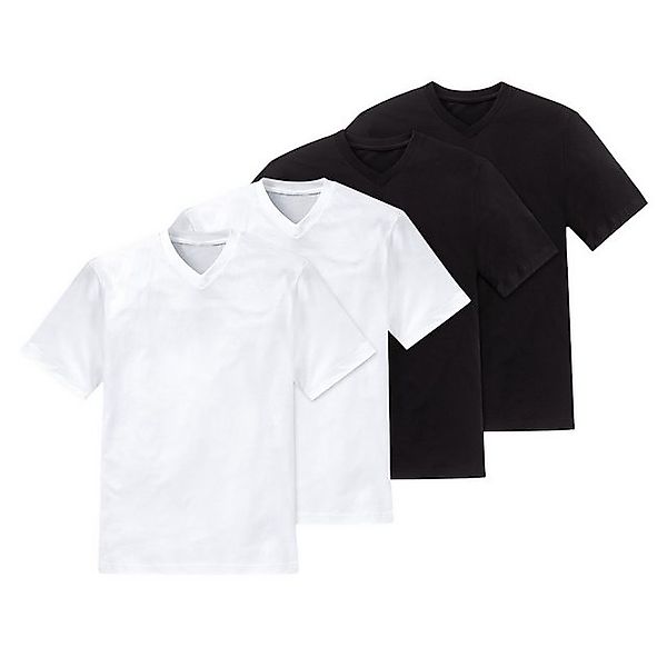 Schiesser T-Shirt (4-tlg) V-Ausschnitt, kurzarm, verstärkte Halsnaht, im 4e günstig online kaufen