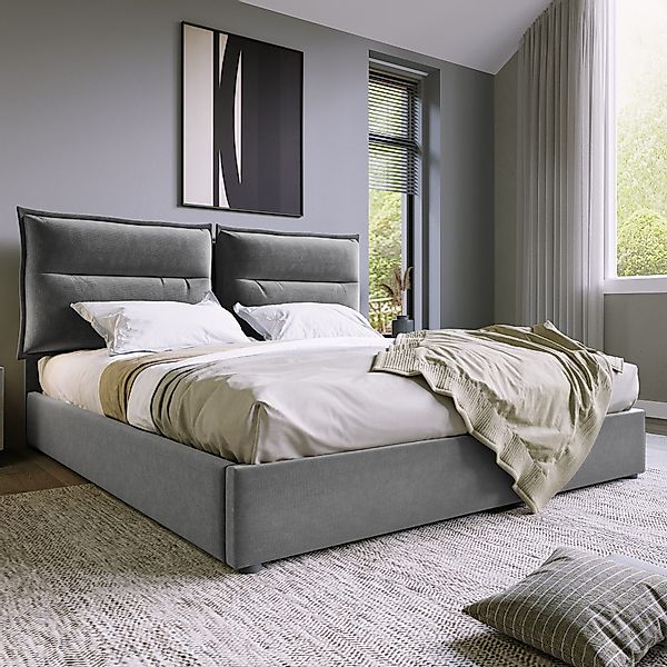Ulife Boxspringbett Grau Polsterbett hydraulisch Doppelbett günstig online kaufen
