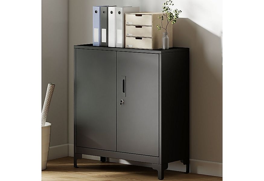 HOMCOM Aktenschrank Abschließbar Mehrzweckschrank mit 2 Ebenen, 2 Türen (Me günstig online kaufen