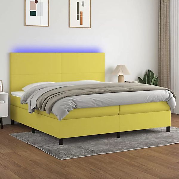 Vidaxl Boxspringbett Mit Matratze & Led Grün 200x200 Cm Stoff günstig online kaufen