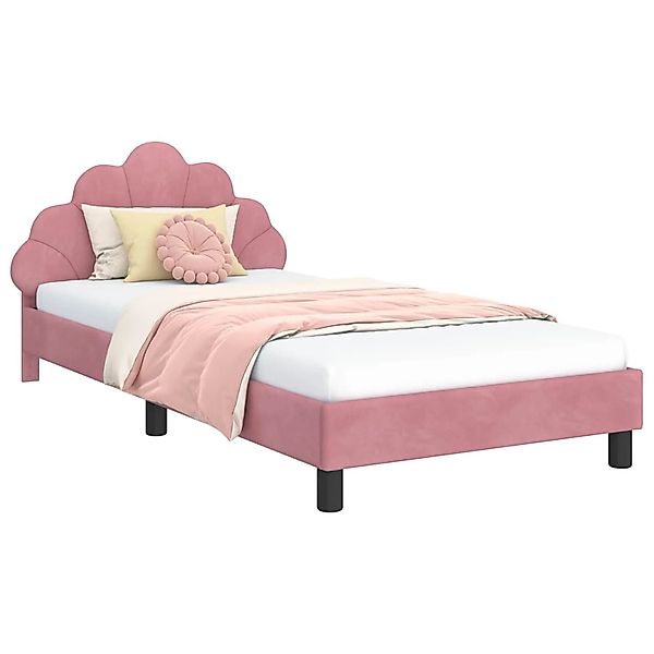 vidaXL Kinderbettgestell mit Kopfteil Rosa 90 x 190 cm Samt 42011158 günstig online kaufen