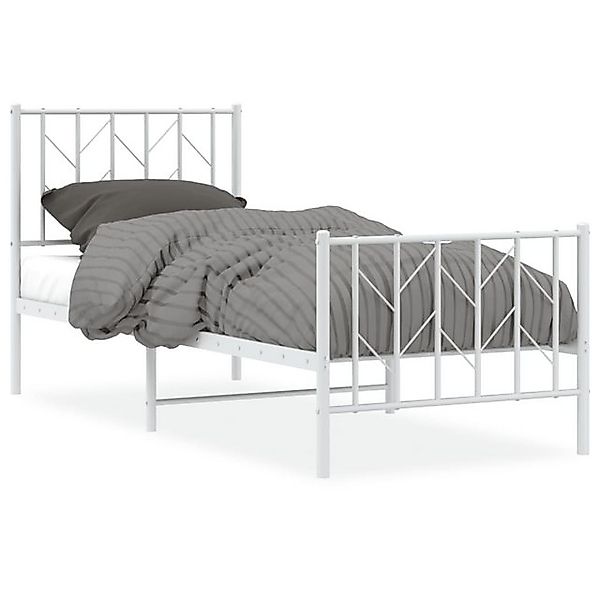 vidaXL Bettgestell, Bettrahmen mit Kopf- und Fußteil Metall Weiß 75x190 cm günstig online kaufen