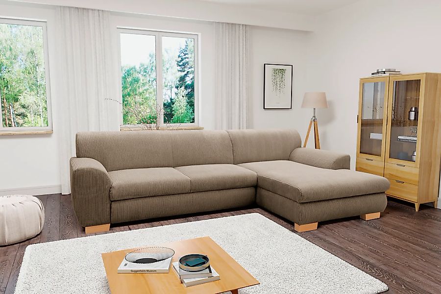 Home affaire Ecksofa "Nika zeitlos und elegant, L-Form" wahlweise mit Bettf günstig online kaufen