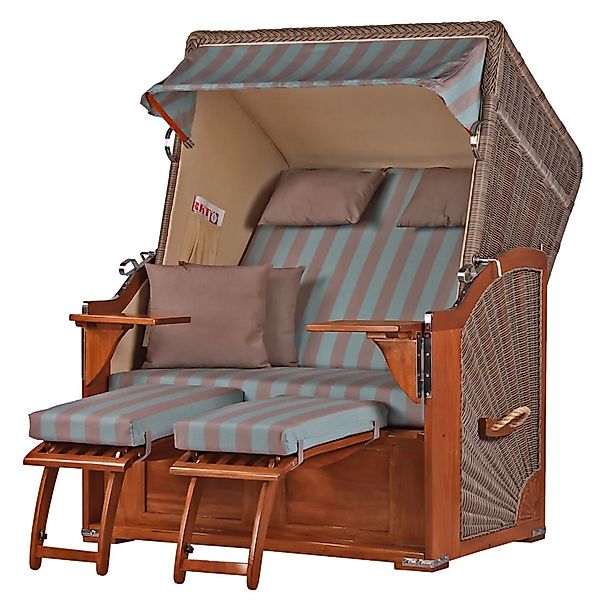 bene,iving Strandkorb Komplettset Schaalsee Mahagoni PE grau Modell 520 günstig online kaufen