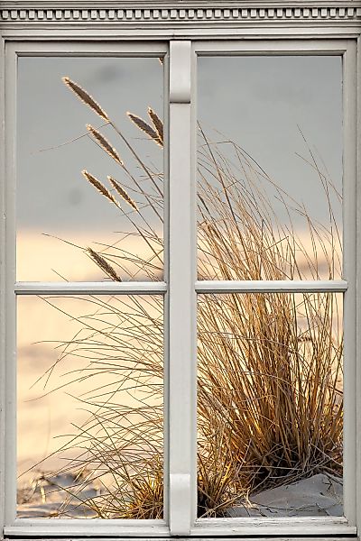 queence Leinwandbild "Düne", Düne-Gräser-Natur-Fensterblick, (1 St.), Premi günstig online kaufen