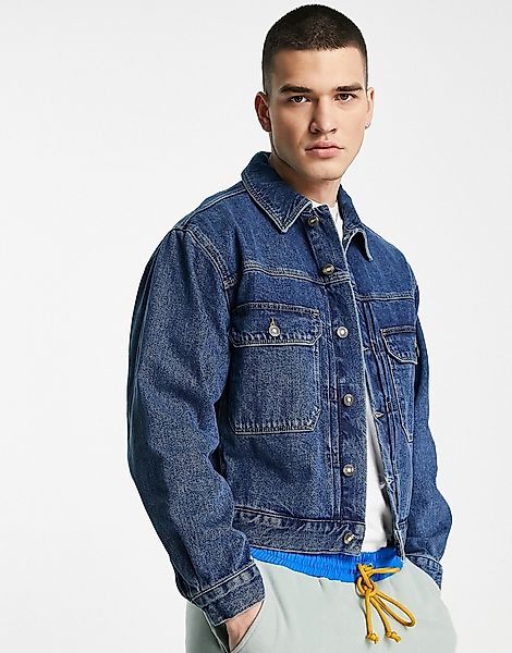 ASOS DESIGN – Jeansjacke im Stil der 90er in verwaschenem Mittelblau günstig online kaufen