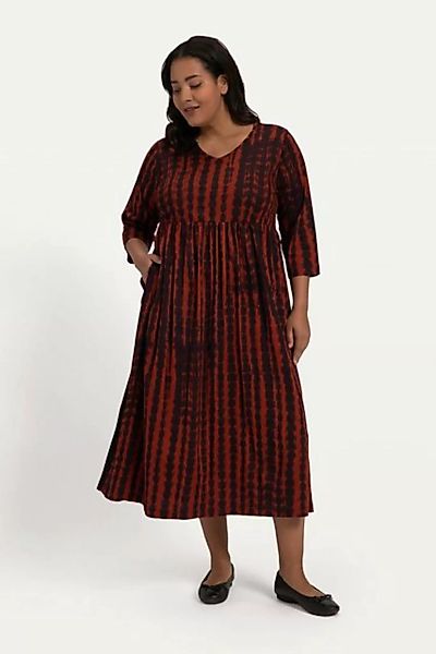 Ulla Popken Sommerkleid Jerseykleid A-Line Batikdruck Empirenaht 3/4-Arm günstig online kaufen