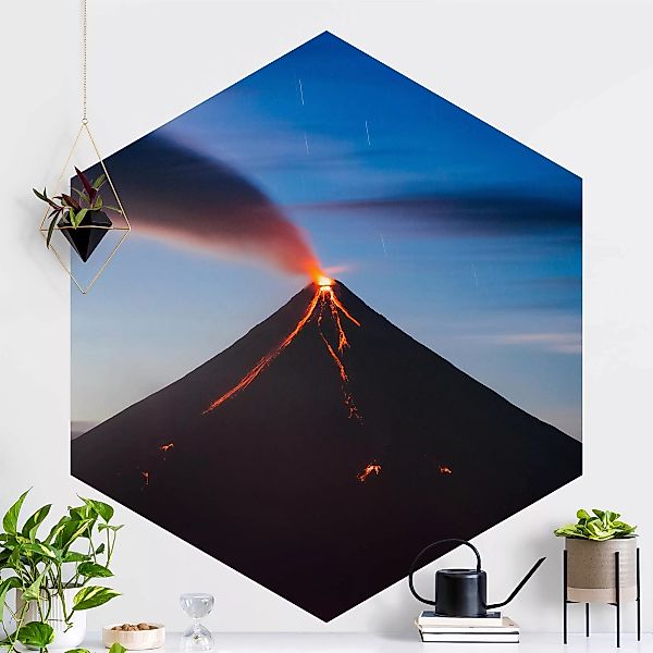 Hexagon Fototapete selbstklebend Vulkan günstig online kaufen