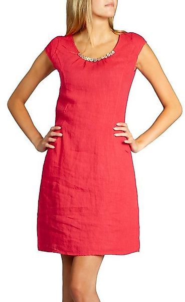 Caspar Sommerkleid SKL018 knielanges Damen Sommer Leinenkleid mit Perlmutt günstig online kaufen