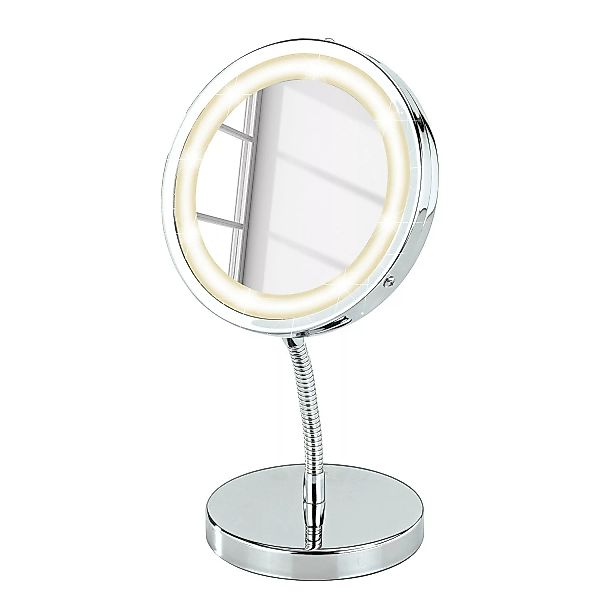 WENKO LED Kosmetikspiegel Brolo, Standspiegel, 3-fach Vergrößerung silber günstig online kaufen