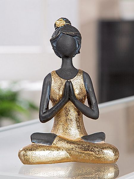 MF Dekofigur Dekofigur Amira Yoga Frau Gold Schwarz 15,5 cm sitzend (1 St) günstig online kaufen