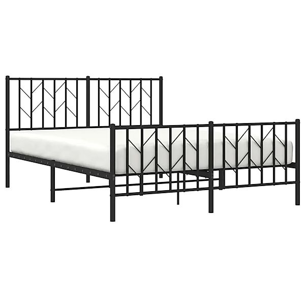 vidaXL Bettgestell mit Kopf- und Fußteil Metall Schwarz 135x190 cm 374454 günstig online kaufen