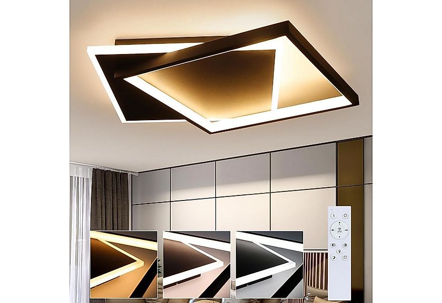 Nettlife LED Deckenleuchte 44W Deckenleuchte Schwarz 2 Quadrat, Augenschutz günstig online kaufen