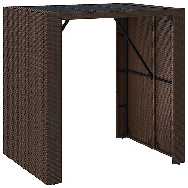 vidaXL Bartisch mit Glasplatte Braun 105x80x110 cm Poly Rattan 362593 günstig online kaufen