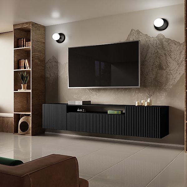 Beautysofa TV-Schrank Moderner Hängeschrank mit gefräster günstig online kaufen