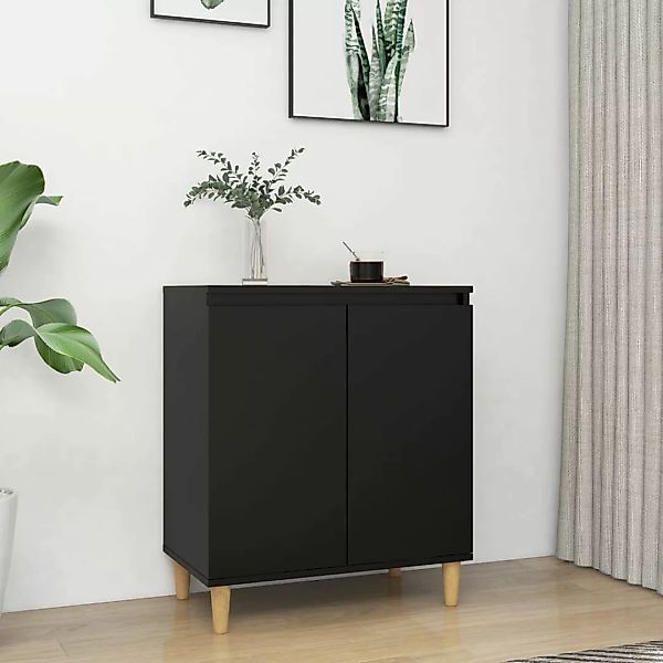 Sideboard Mit Massivholz-beinen Schwarz 60x35x70 Cm Spanplatte günstig online kaufen