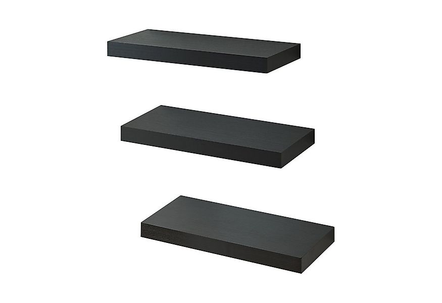en.casa Wandregal, 3-tlg., »Stranda« 3er Set 38 x 17 x 4 cm Schwarz günstig online kaufen