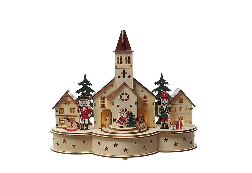 MARELIDA Weihnachtsdorf LED Holz Weihnachtsstadt mit Musik und fahrendem Zu günstig online kaufen