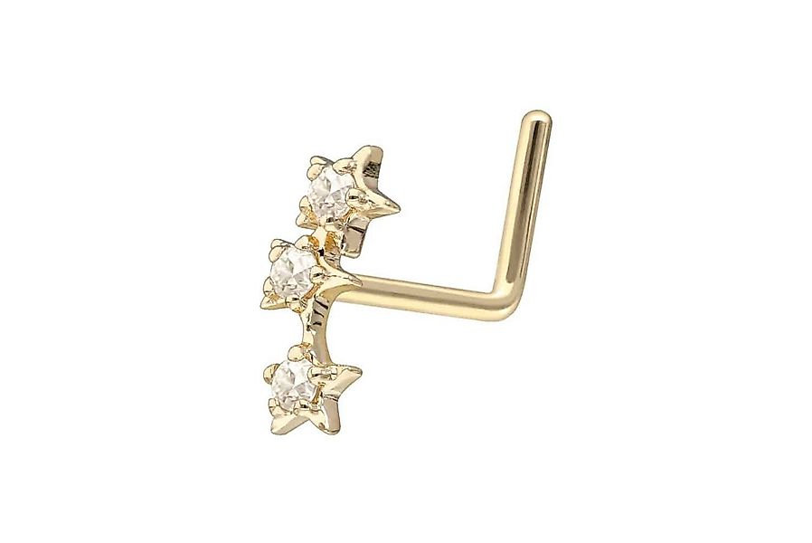 PIERCINGLINE Nasenpiercing 14/18 Karat Gold Nasenstecker L-Form 3 MOISSANIT günstig online kaufen