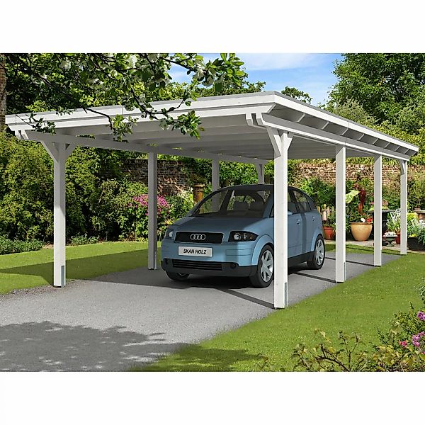 Skan Holz Carport Emsland 404 cm x 846 cm Weiß günstig online kaufen