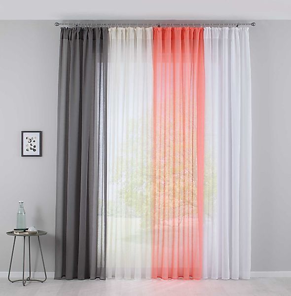 Gardinenbox Gardine (2 St), Faltenband, halbtransparent, günstig online kaufen