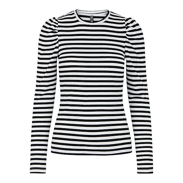 Pieces Anna Langarm-t-shirt S Bright White / Stripes Black günstig online kaufen