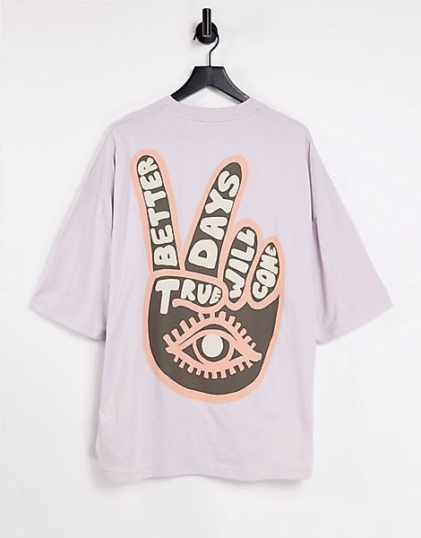 ASOS DESIGN – Oversize T-Shirt in Flieder mit Print-Lila günstig online kaufen