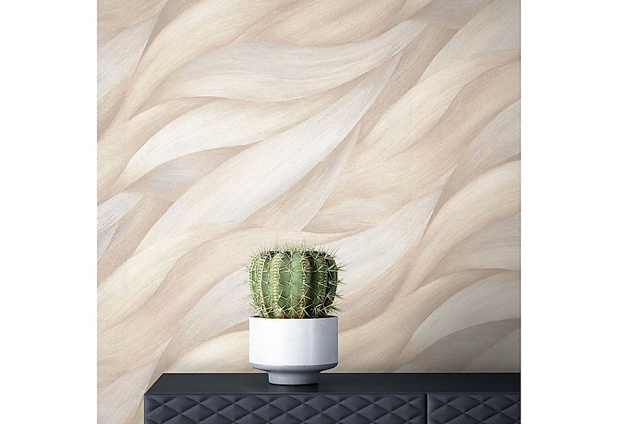 Newroom Vliestapete, Beige Tapete Modern Blätter - Mustertapete Taupe Natur günstig online kaufen