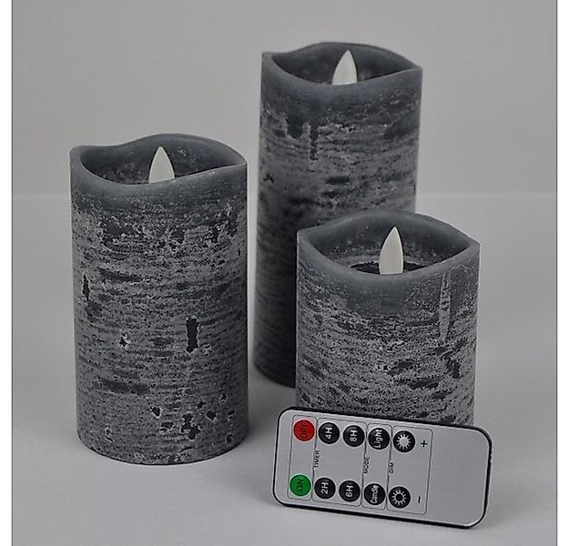 FHS LED-Kerze 3er LED Echtwachskerzen Set anthrazit FB Timer Dim günstig online kaufen