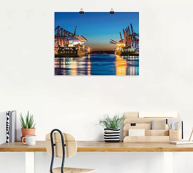 Artland Wandbild "Hamburg Hafen am Abend 2", Deutschland, (1 St.), als Lein günstig online kaufen